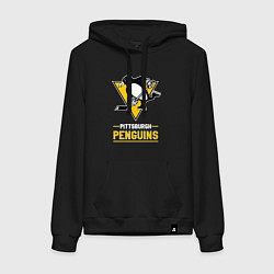 Толстовка-худи хлопковая женская Питтсбург Пингвинз , Pittsburgh Penguins, цвет: черный