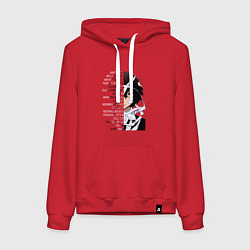 Толстовка-худи хлопковая женская Великий из бродячих псов, Дазай Осаму цитата о суд, цвет: красный