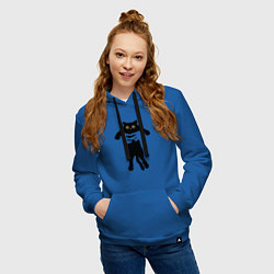 Толстовка-худи хлопковая женская Котенок в руках, цвет: синий — фото 2
