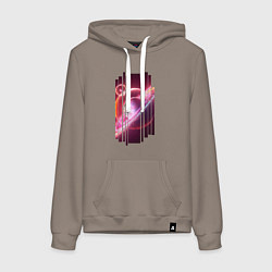 Толстовка-худи хлопковая женская Моя Вселенная Космическое настроение, цвет: утренний латте