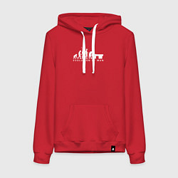 Толстовка-худи хлопковая женская Эволюция в мужика, цвет: красный
