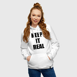 Толстовка-худи хлопковая женская Keep it real, цвет: белый — фото 2