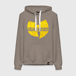 Толстовка-худи хлопковая женская Wu tang logo, цвет: утренний латте
