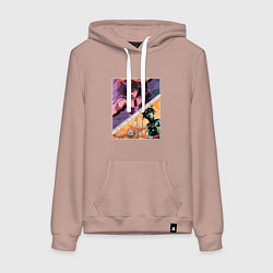 Толстовка-худи хлопковая женская Наранча Гирга из ДжоДжо, цвет: пыльно-розовый