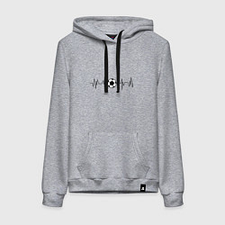 Толстовка-худи хлопковая женская Футбольный мяч в кардиограмме, цвет: меланж