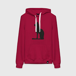 Толстовка-худи хлопковая женская Силуэт черной кошки, Египетская богиня Бастет, цвет: маджента