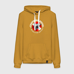 Толстовка-худи хлопковая женская Сертифицированный дайвер, цвет: горчичный