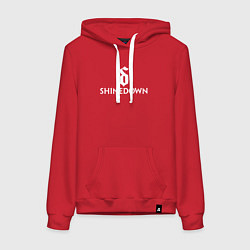 Толстовка-худи хлопковая женская Shinedown логотип с эмблемой, цвет: красный