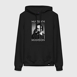 Толстовка-худи хлопковая женская Marilyn Manson фото, цвет: черный