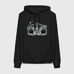 Толстовка-худи хлопковая женская Wu-Tang Boombox, цвет: черный