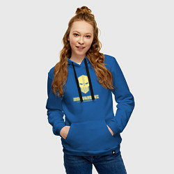 Толстовка-худи хлопковая женская Железные воины лого винтаж, цвет: синий — фото 2