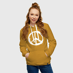 Толстовка-худи хлопковая женская Pacific symbol white, цвет: горчичный — фото 2