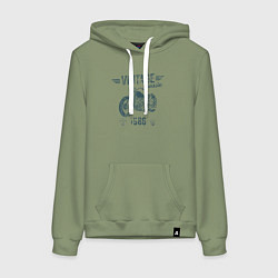 Толстовка-худи хлопковая женская Винтажная классика 1986 мотоцикл, цвет: авокадо