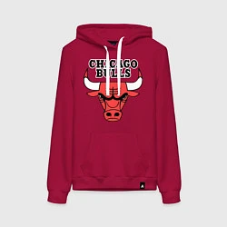 Толстовка-худи хлопковая женская Chicago Bulls, цвет: маджента