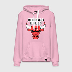 Толстовка-худи хлопковая женская Chicago Bulls, цвет: светло-розовый