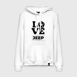 Толстовка-худи хлопковая женская Jeep Love Classic, цвет: белый