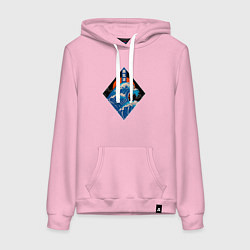 Толстовка-худи хлопковая женская Шторм на закате, цвет: светло-розовый