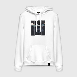 Толстовка-худи хлопковая женская Ночная встреча, цвет: белый