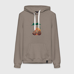 Женская толстовка-худи Пара улиток под листом