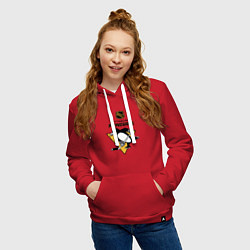 Толстовка-худи хлопковая женская Питтсбург Пингвинз НХЛ логотип, цвет: красный — фото 2