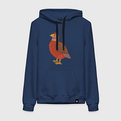 Толстовка-худи хлопковая женская Птичка перепел, цвет: тёмно-синий