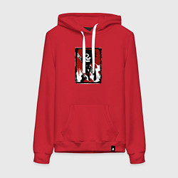 Толстовка-худи хлопковая женская Punk is not a crime, цвет: красный