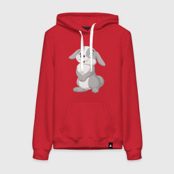 Толстовка-худи хлопковая женская Милашка Кролик, цвет: красный