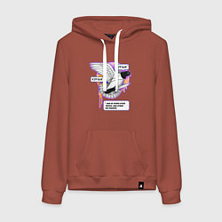Толстовка-худи хлопковая женская Голубь бунтарь, цвет: кирпичный