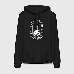Толстовка-худи хлопковая женская Dark Souls костер, цвет: черный