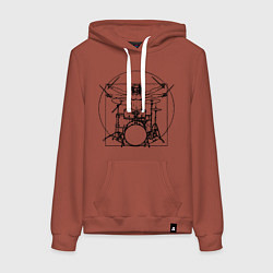 Женская толстовка-худи Vitruvian drummer