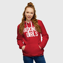 Толстовка-худи хлопковая женская Boxing girls, цвет: красный — фото 2