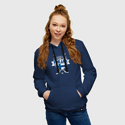 Толстовка-худи хлопковая женская Хоккей Финляндия, цвет: тёмно-синий — фото 2