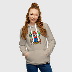 Толстовка-худи хлопковая женская Супер Марио, цвет: миндальный — фото 2