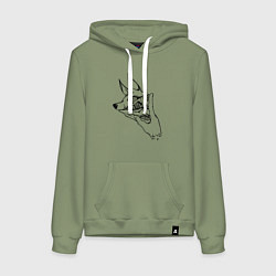 Толстовка-худи хлопковая женская Аки человек бензопила лайн арт, цвет: авокадо