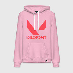 Толстовка-худи хлопковая женская Valorant - logo, цвет: светло-розовый