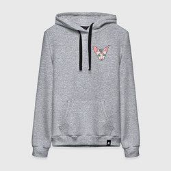 Толстовка-худи хлопковая женская Лысый сфинкс, цвет: меланж