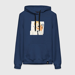 Толстовка-худи хлопковая женская Дэнджи Почита, цвет: тёмно-синий