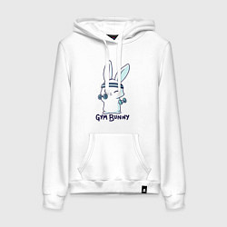 Толстовка-худи хлопковая женская Gym bunny, цвет: белый