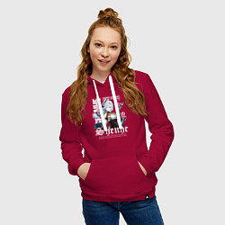 Толстовка-худи хлопковая женская Шэнь Хэ Геншин, цвет: маджента — фото 2