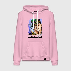 Толстовка-худи хлопковая женская Дзётаро Кудзё - face, цвет: светло-розовый