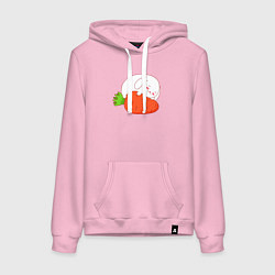 Толстовка-худи хлопковая женская Зайчик на морковке, цвет: светло-розовый