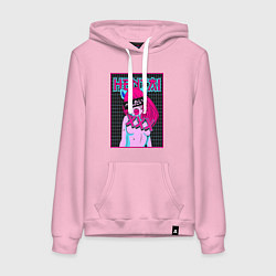 Толстовка-худи хлопковая женская Hentai blue redhead girl art, цвет: светло-розовый