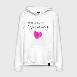 Толстовка-худи хлопковая женская Hot mess goddess, цвет: белый