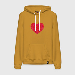 Толстовка-худи хлопковая женская Сердце из мазков краски, цвет: горчичный