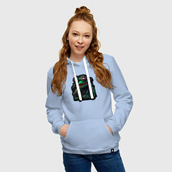 Толстовка-худи хлопковая женская Лягушонок Пепе киберпанк, цвет: мягкое небо — фото 2