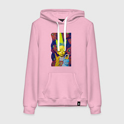 Толстовка-худи хлопковая женская Bart and blue cat - neural network - fantasy, цвет: светло-розовый