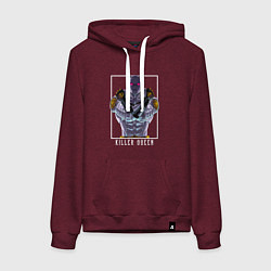 Толстовка-худи хлопковая женская Killer Queen anime, цвет: меланж-бордовый