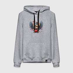 Толстовка-худи хлопковая женская Пёсик ангел, цвет: меланж