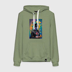 Женская толстовка-худи Чёрная модница в кожаной куртке - нейросеть