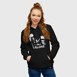 Толстовка-худи хлопковая женская I walk alone, цвет: черный — фото 2